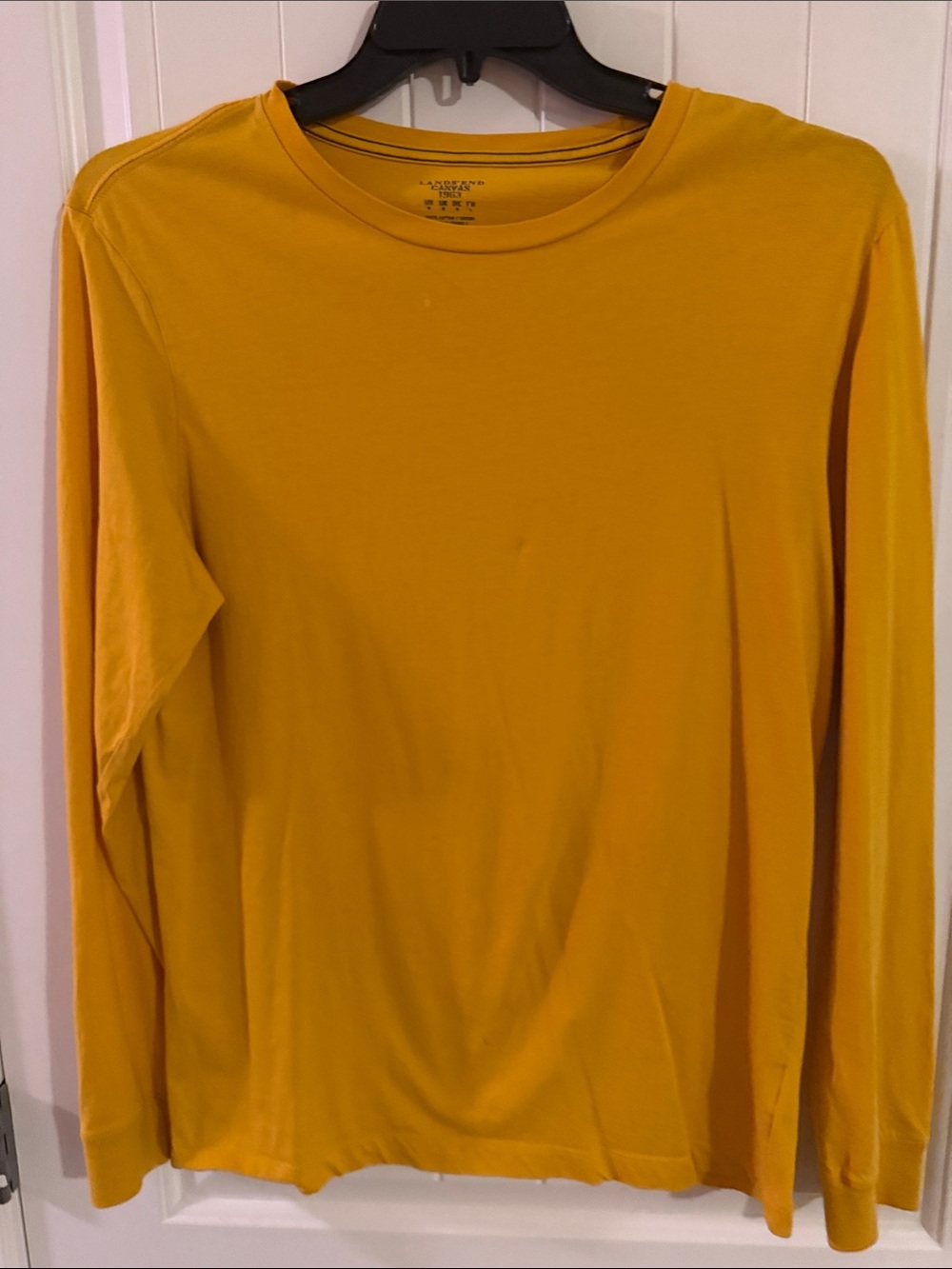 Lands' End Men's Long-Sleeve Crewneck in Mustard Yellow